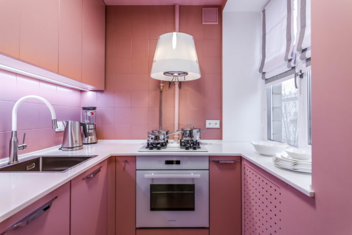 kitchen decoration in pink tones