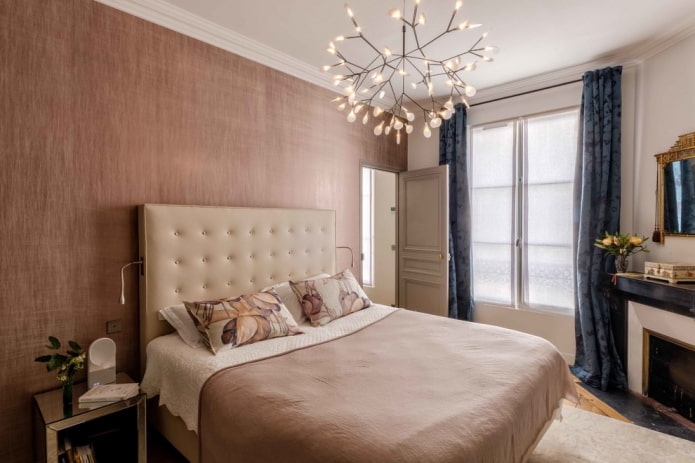 bedroom interior in pink tones