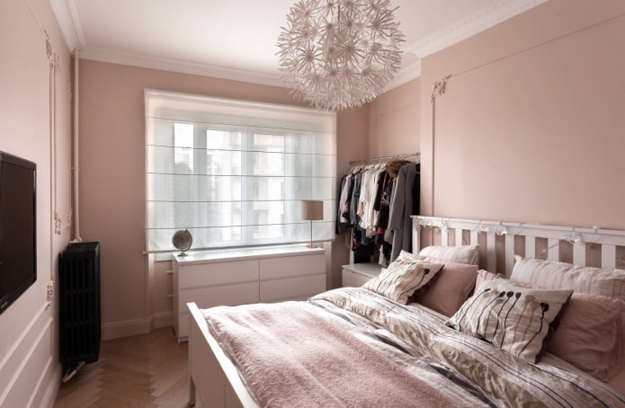 bedroom interior in pink tones