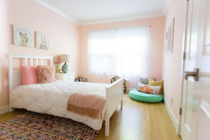 interior of a pink bedroom for a girl