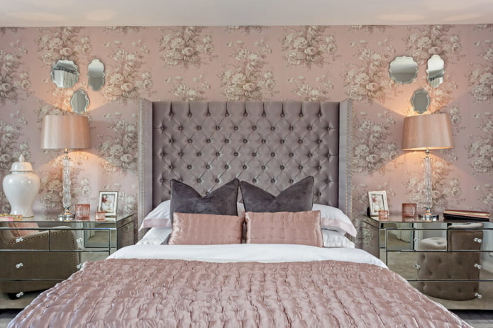 pink bedroom in neoclassical style
