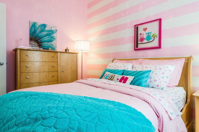 interior of a pink bedroom for a girl