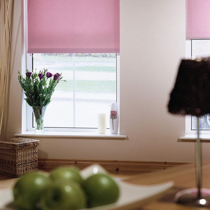 soft pink roller blinds