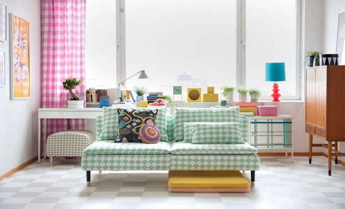 checkered curtains