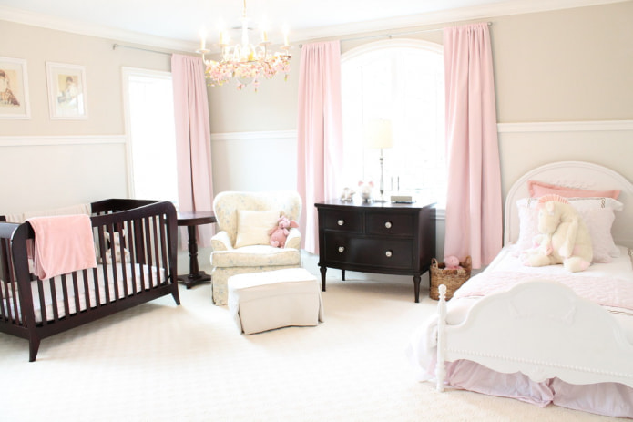 powdery curtains in the nursery