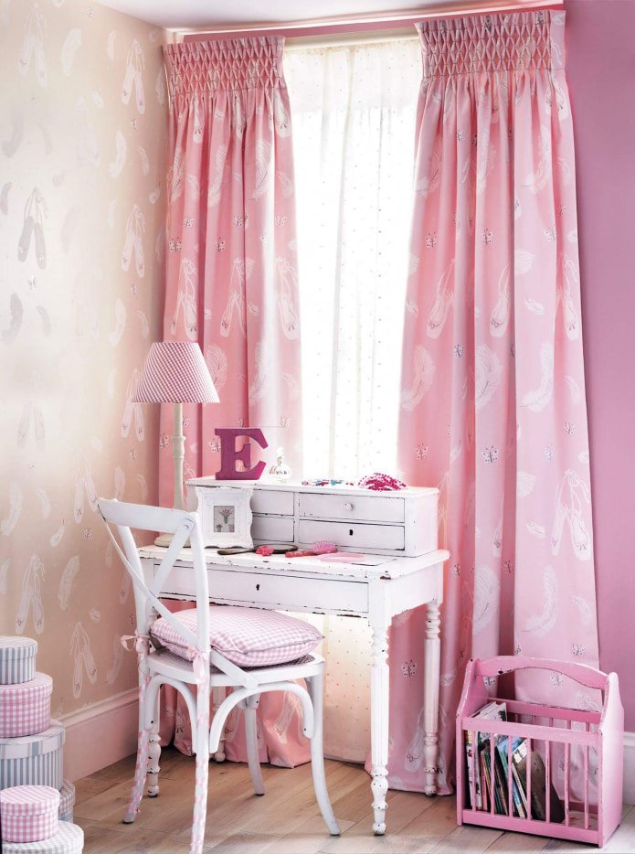 pink curtains