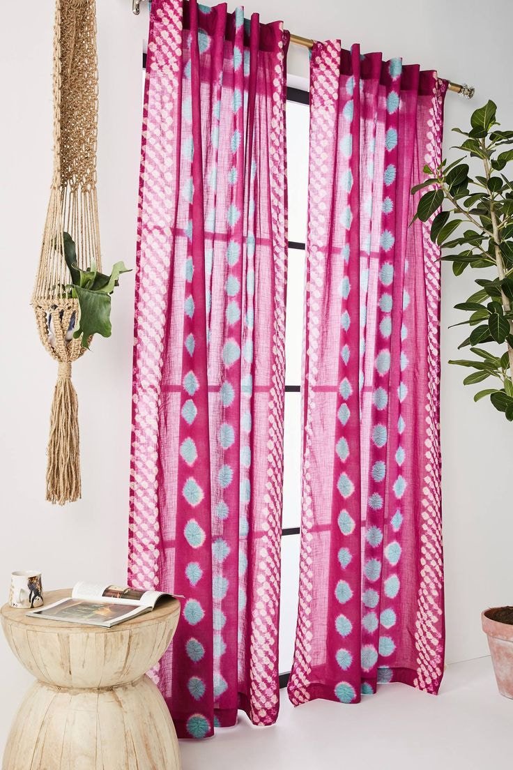 pink and turquoise curtains