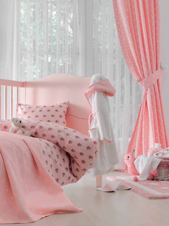 pink polka dot curtains
