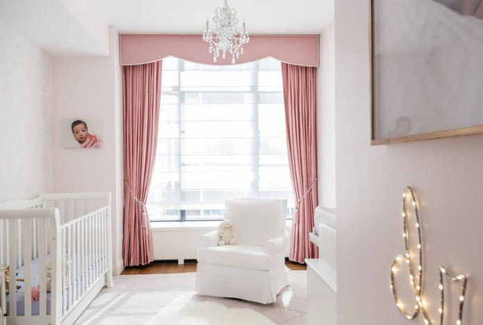 dusty rose curtains in a nursery