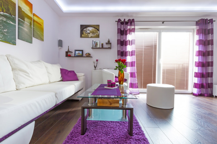 pink and purple curtains in the hall