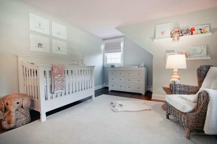 pink ceiling covering with gray walls