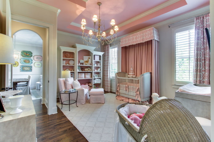 pink ceiling covering in the nursery