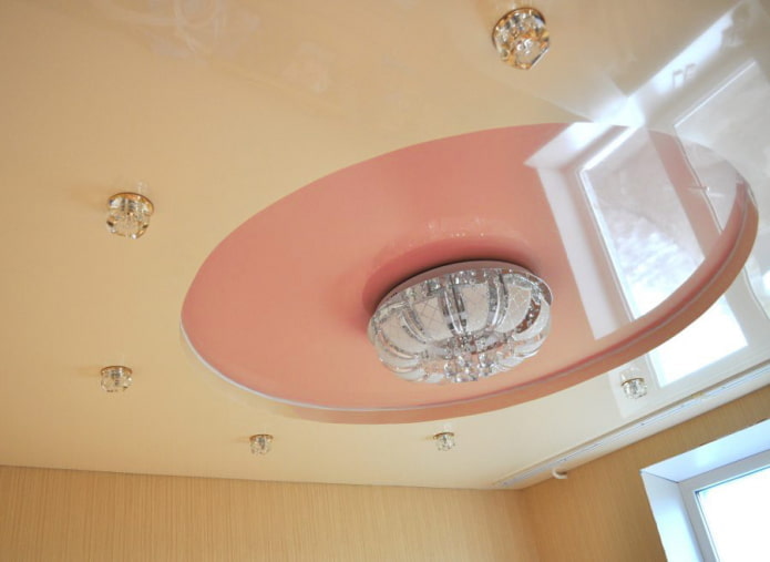beige and pink stretch ceiling