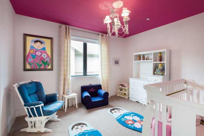 pink single-level ceiling structure