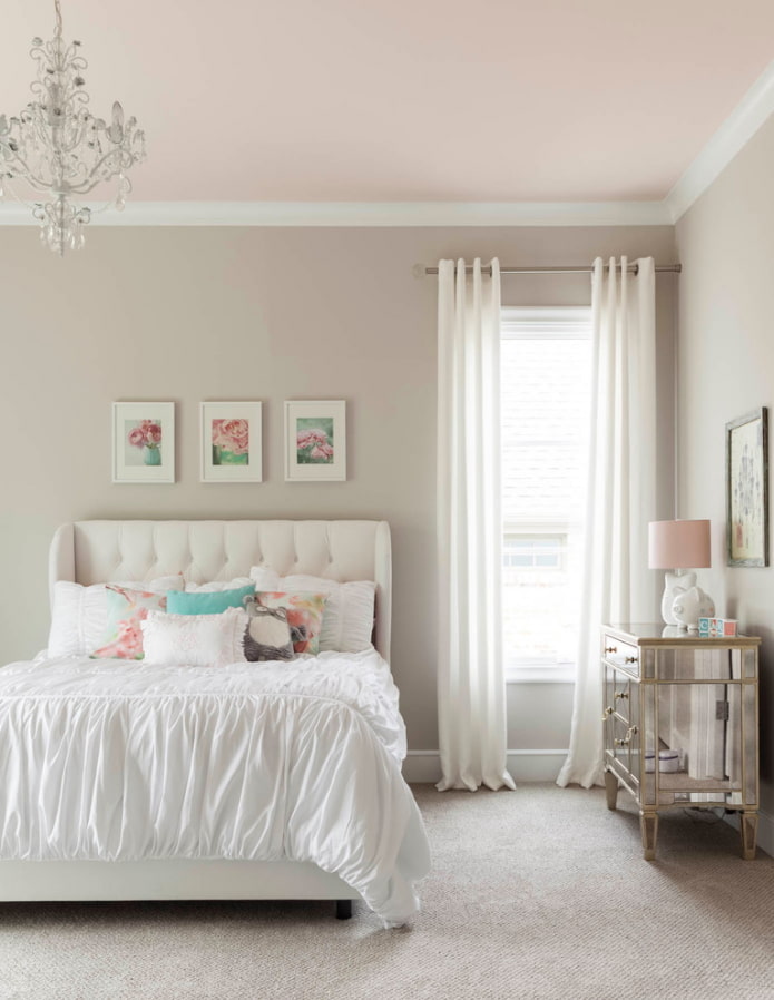 pale pink ceiling in the interior