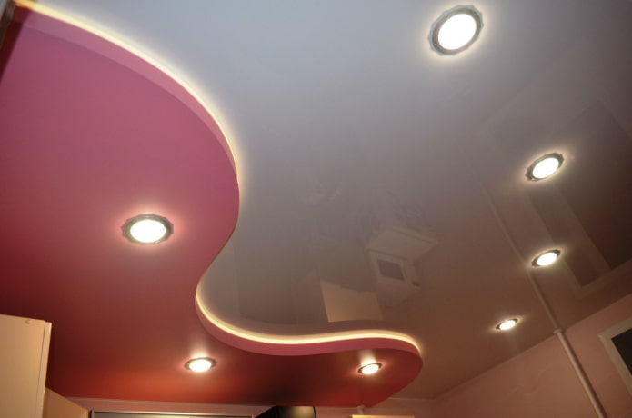 gray and pink stretch ceiling fabric 