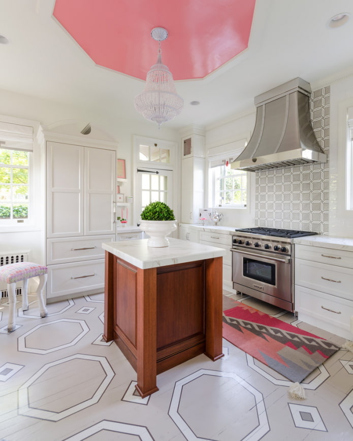 pink ceiling structure in the interior
