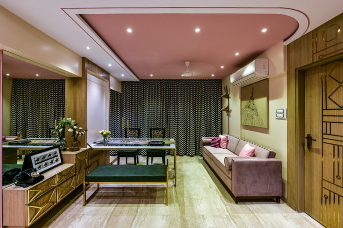 pink plasterboard ceiling