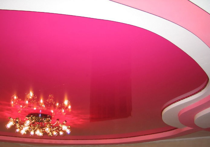 white and pink stretch ceiling
