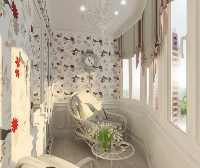 loggia with wallpaper