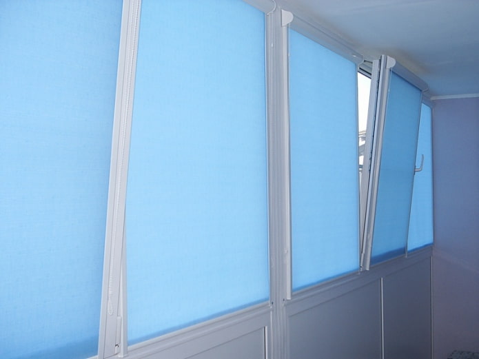 roller blinds from blended fabrics on the loggia