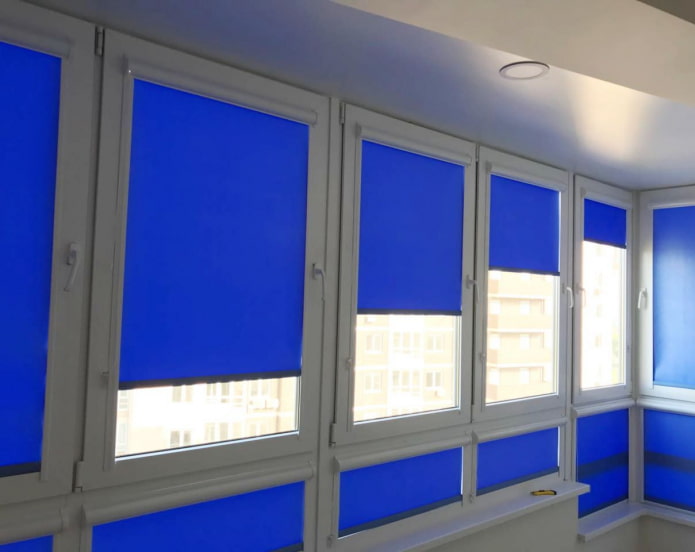 polyester roller blinds on the loggia