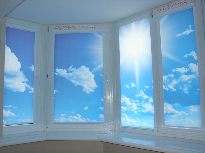 roller blinds with photo printing on the loggia