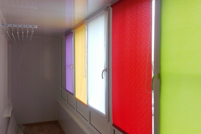 fabric roller blinds on the loggia