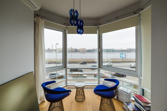 roller blinds on the loggia with panoramic glazing