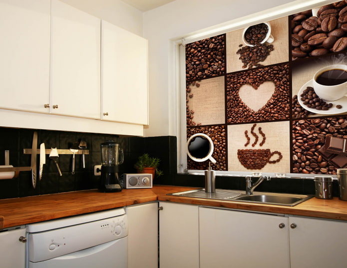 roller blind with a coffee design