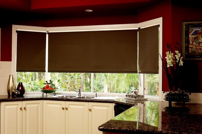 roller blind on the bay window
