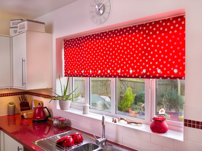 red roller blind
