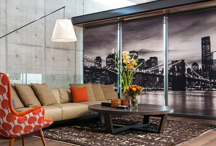 3D curtains with city
