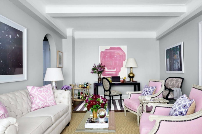 Gray combined with pink in the interior