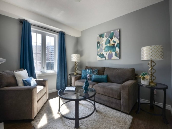 Gray in combination with blue in the interior