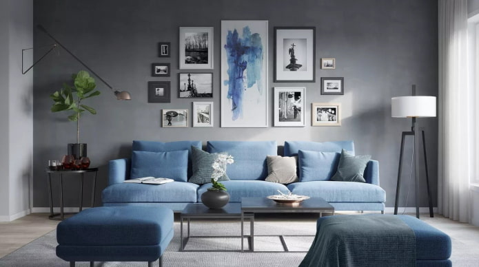Gray in combination with blue in the interior