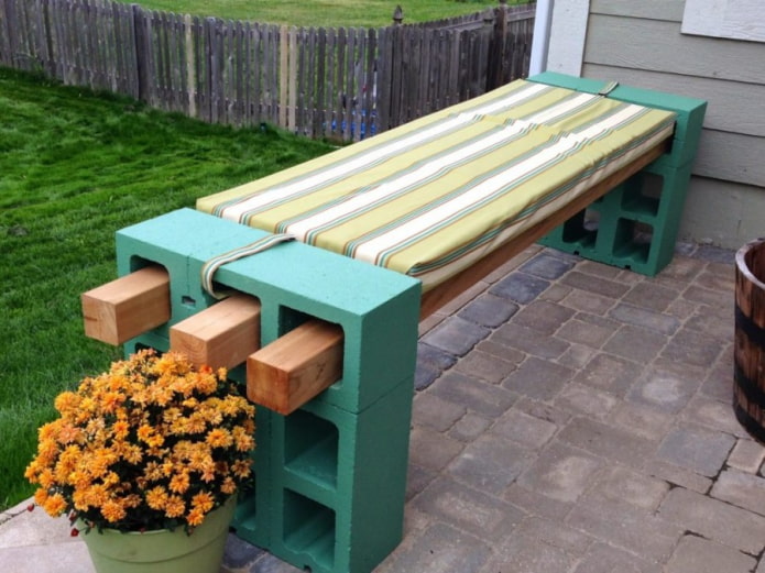 bench made of aerated concrete blocks