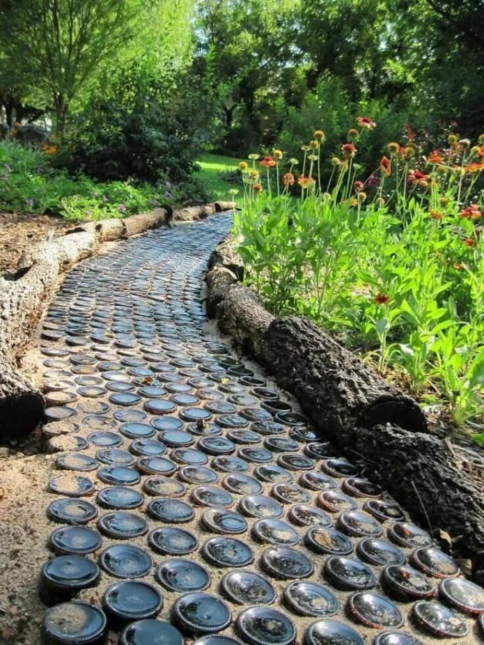 Garden path from bottles