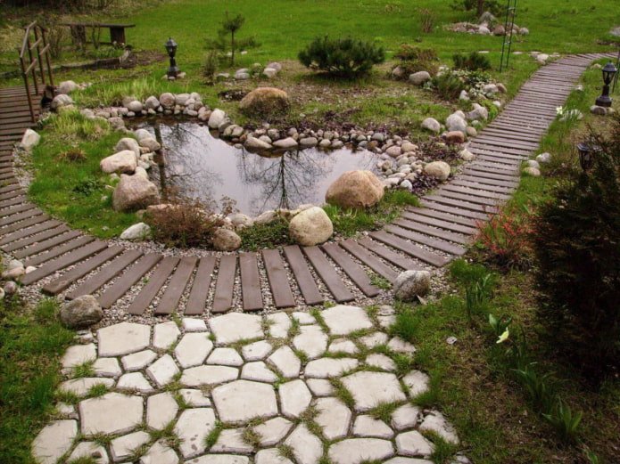 Wooden plank path