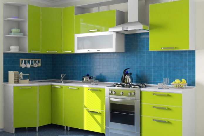 kitchen interior in blue-green tones