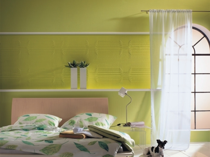 textile wallpaper in light green