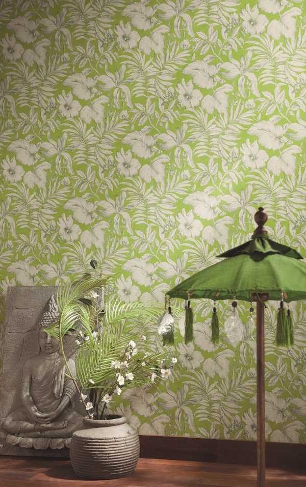 light green wallpaper with floral print