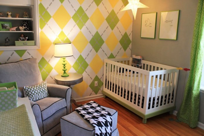combination of light green and yellow in the interior