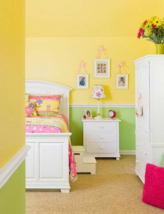 combination of light green and yellow in the interior