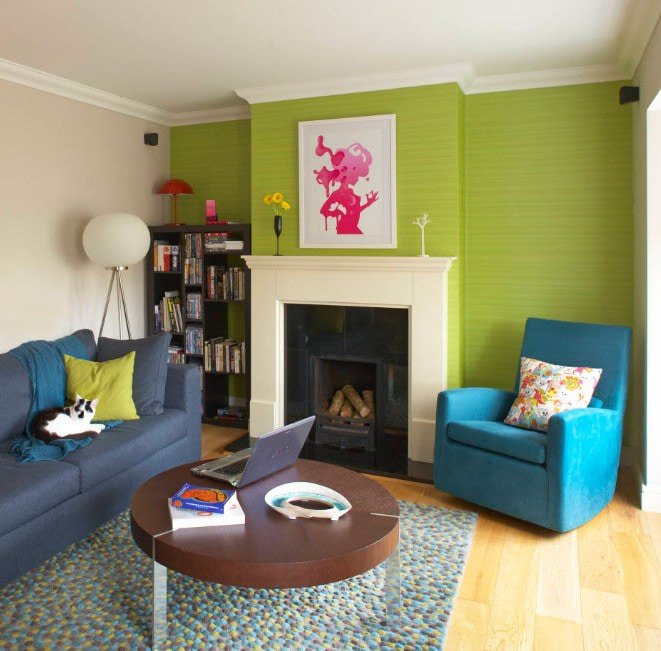 combining wallpaper with furniture