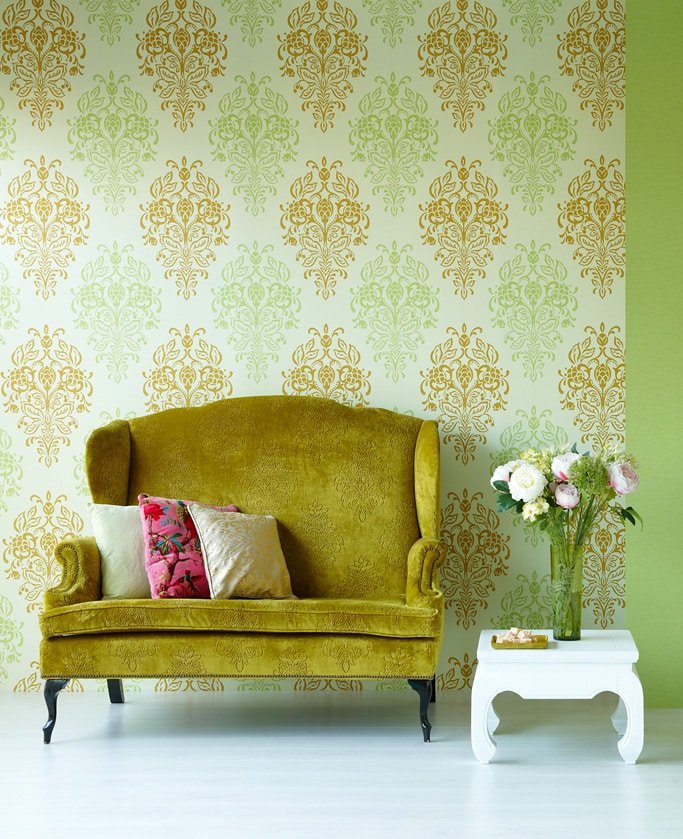 wallpaper with monograms in the interior
