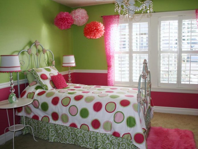 light green and pink interior