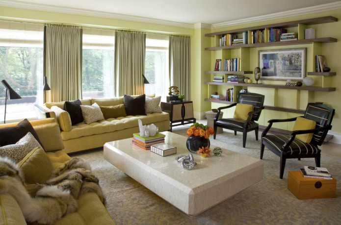 living room in salad tones