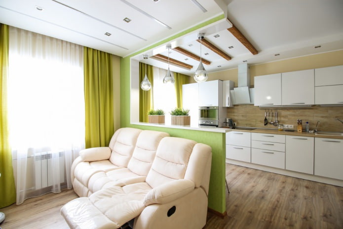 combination of light green and beige shades 