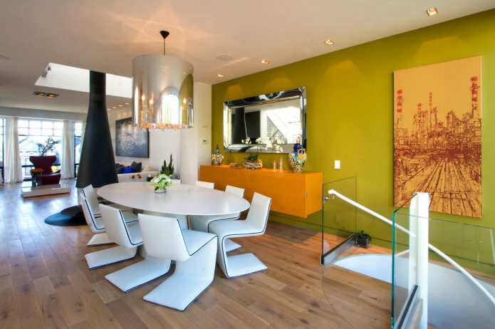 Light green and orange interior